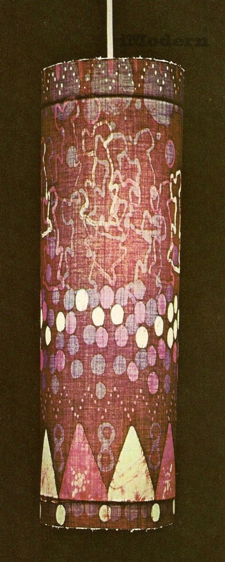 mid century modern textile art batik noel dyrenforth lampshade