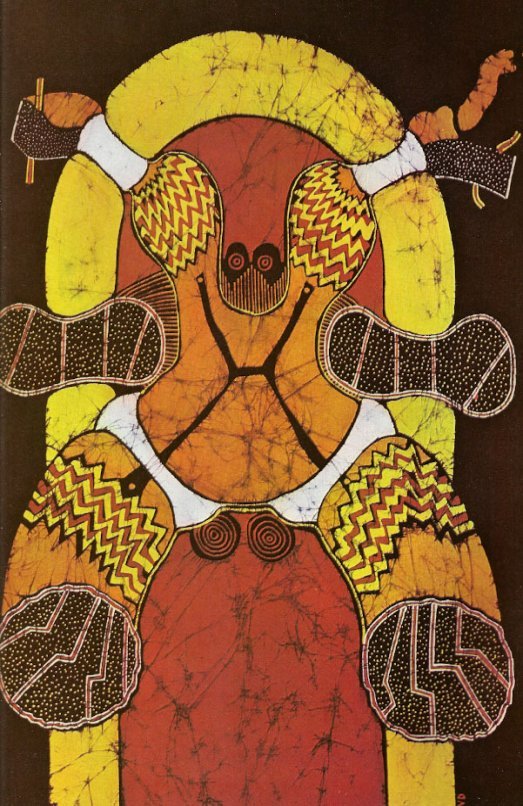 mid century modern textile art batik noel dyrenforth captive figure
